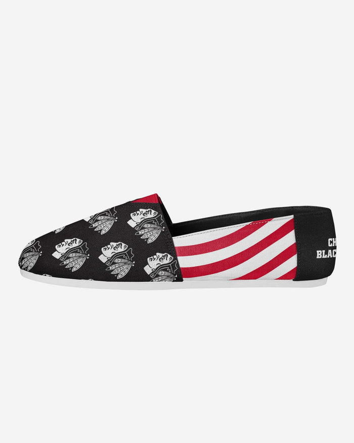 Chicago Blackhawks Womens Stripe Canvas Shoe FOCO S - FOCO.com