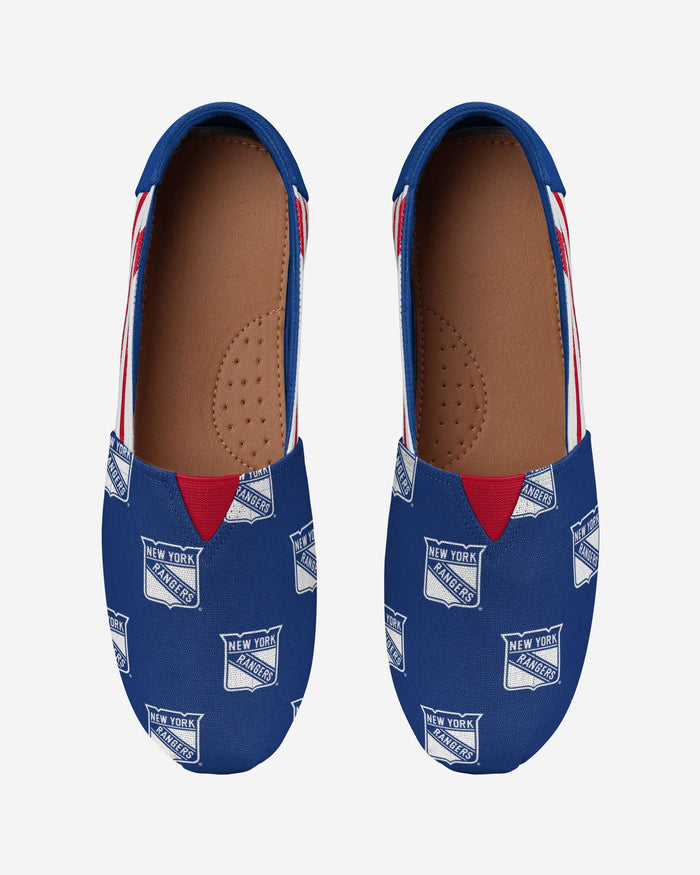 New York Rangers Womens Stripe Canvas Shoe FOCO - FOCO.com