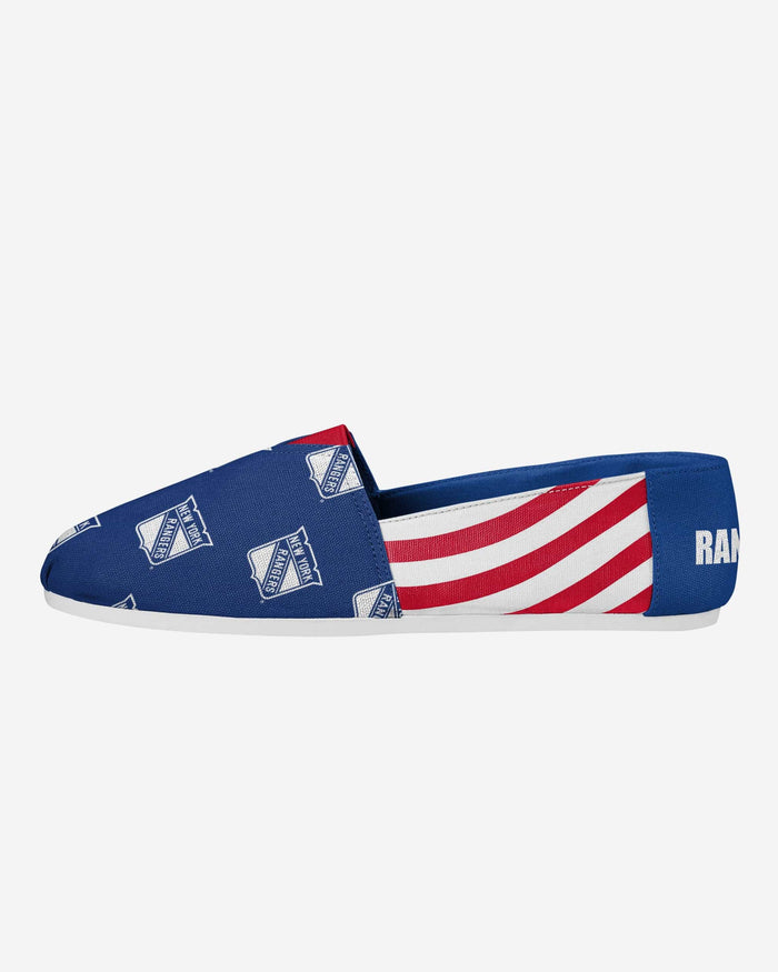 New York Rangers Womens Stripe Canvas Shoe FOCO S - FOCO.com