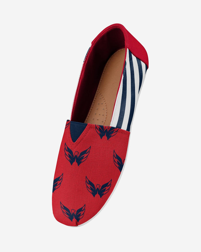 Washington Capitals Womens Stripe Canvas Shoe FOCO - FOCO.com