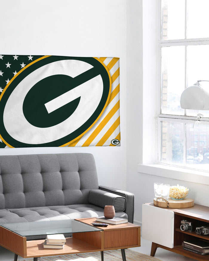 Green Bay Packers Big Logo Americana Horizontal Flag FOCO - FOCO.com