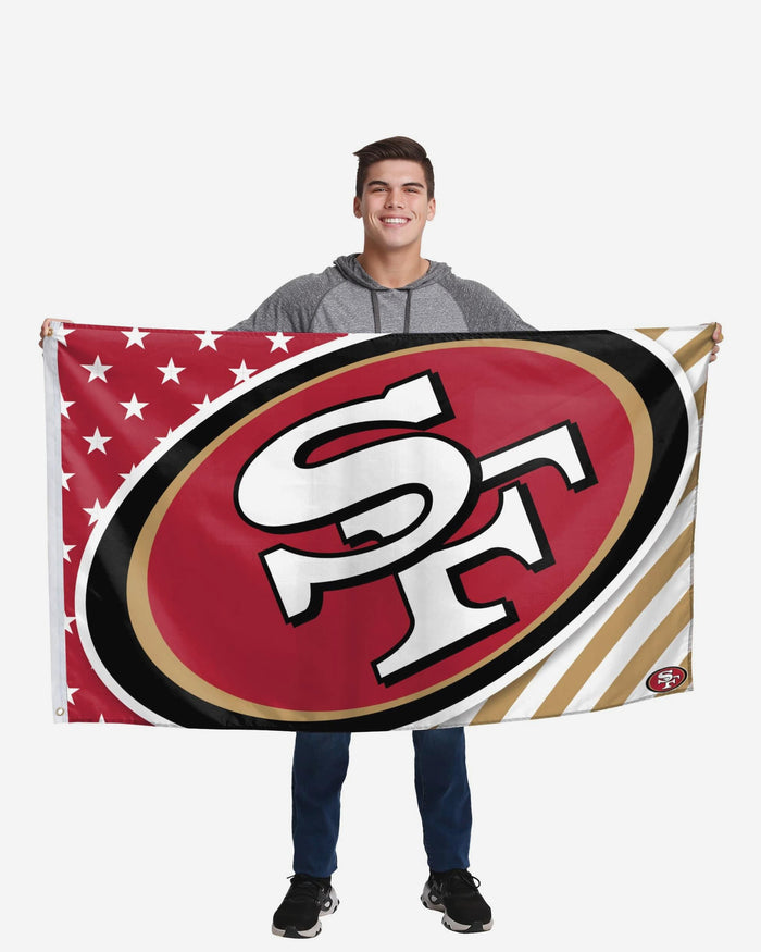 San Francisco 49ers Big Logo Americana Horizontal Flag FOCO - FOCO.com