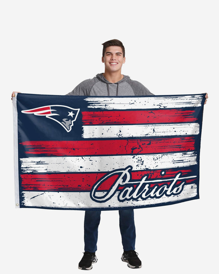 New England Patriots Brushstroke Americana Horizontal Flag FOCO - FOCO.com