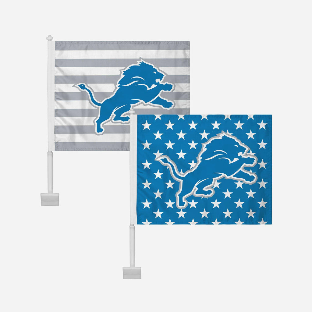 Detroit Lions 2 Pack Solid Americana Car Flag FOCO - FOCO.com