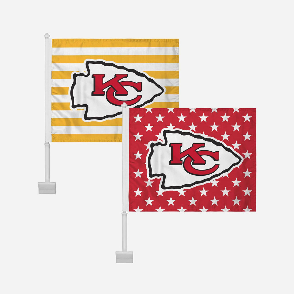 Kansas City Chiefs 2 Pack Solid Americana Car Flag FOCO - FOCO.com