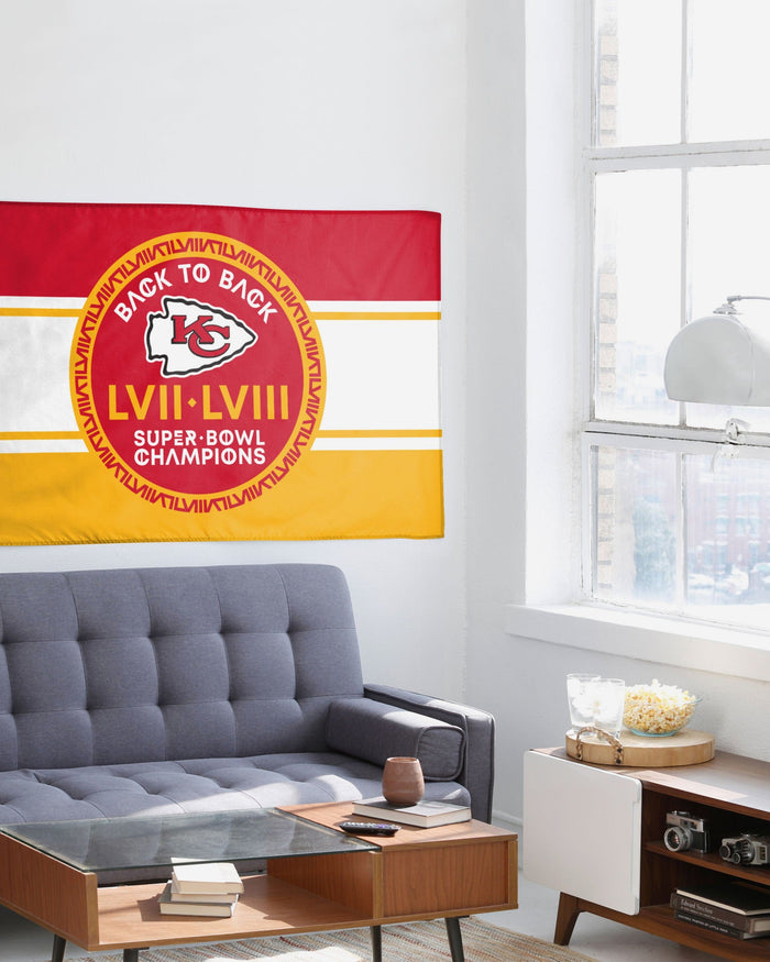 Kansas City Chiefs Super Bowl LVIII Champions Horizontal Flag FOCO - FOCO.com