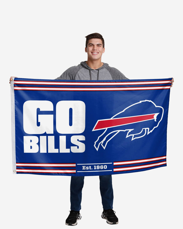 Buffalo Bills Horizontal Slogan Flag FOCO - FOCO.com