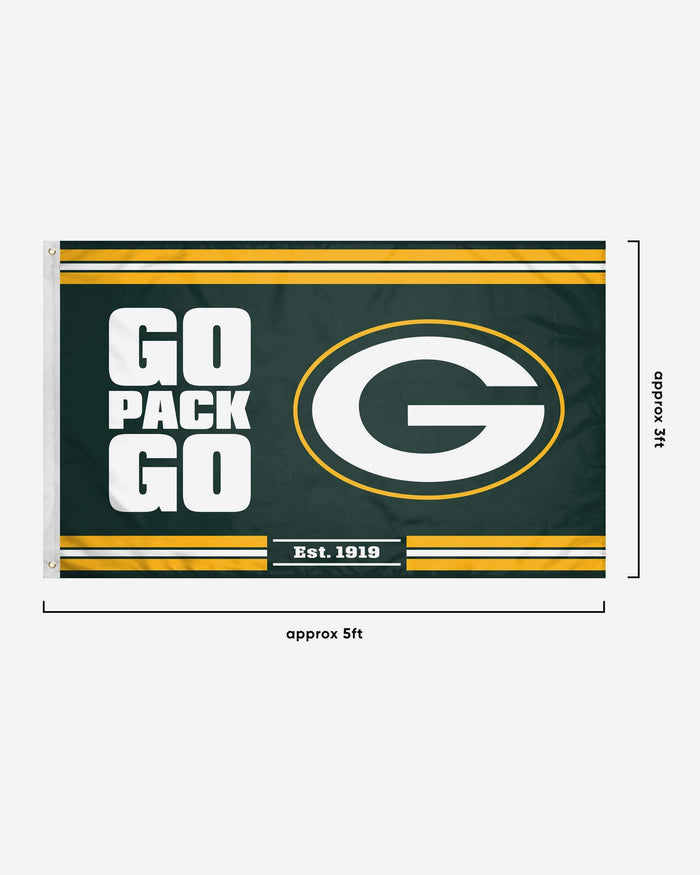 Green Bay Packers Horizontal Slogan Flag FOCO - FOCO.com