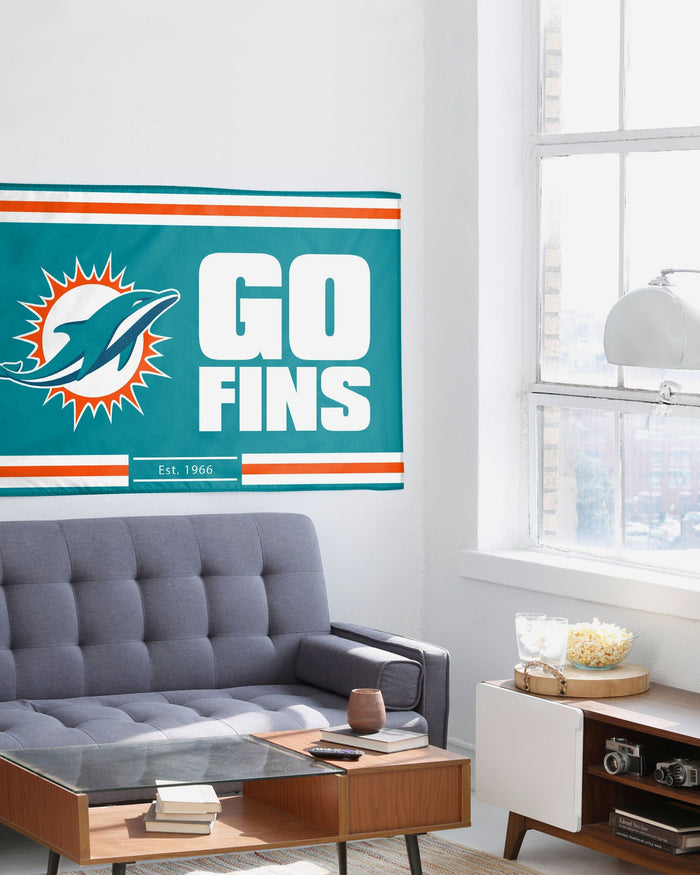 Miami Dolphins Horizontal Slogan Flag FOCO - FOCO.com