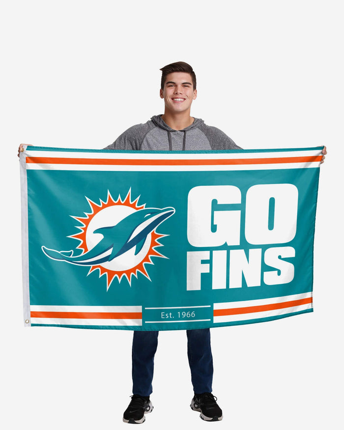 Miami Dolphins Horizontal Slogan Flag FOCO - FOCO.com