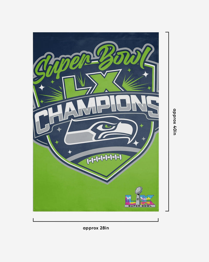 Seattle Seahawks Super Bowl LX Champions Vertical Flag FOCO - FOCO.com