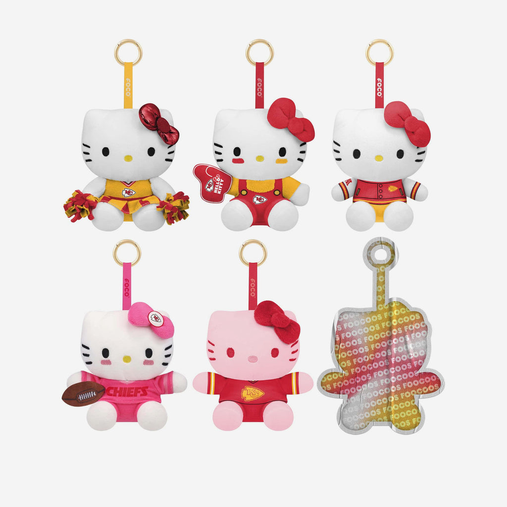 Kansas City Chiefs Hello Kitty® FOOCOOS Plush Bag Charm Keychain Blind Box Series 1 FOCO - FOCO.com