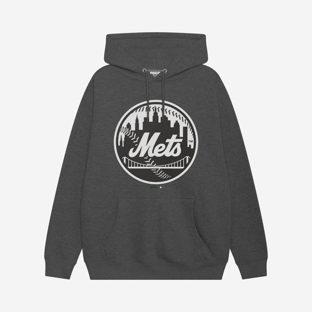 New York Mets Black & White Primary Logo Hoodie FOCO S - FOCO.com