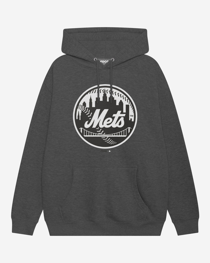 New York Mets Black & White Primary Logo Hoodie FOCO S - FOCO.com