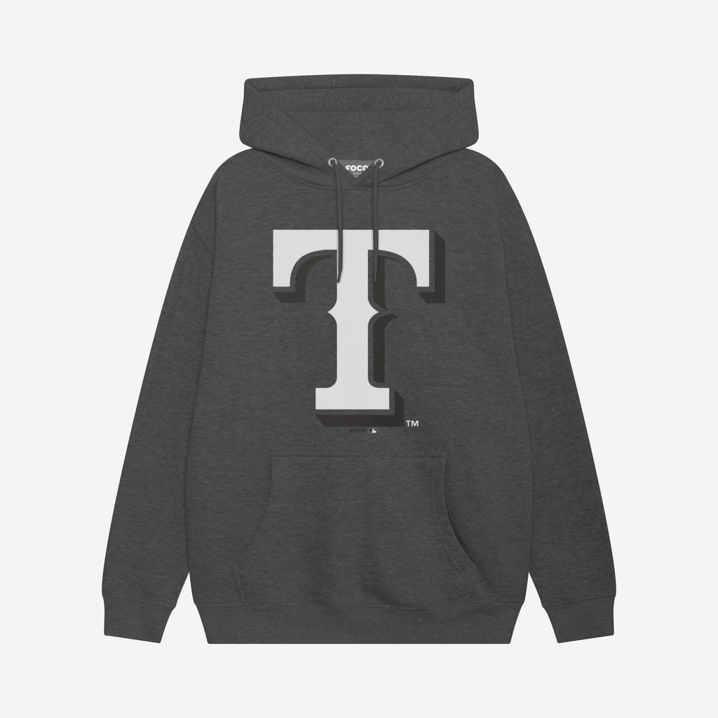 Texas Rangers Black & White Primary Logo Hoodie FOCO S - FOCO.com