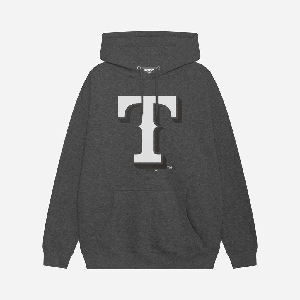 Texas Rangers Black & White Primary Logo Hoodie FOCO S - FOCO.com