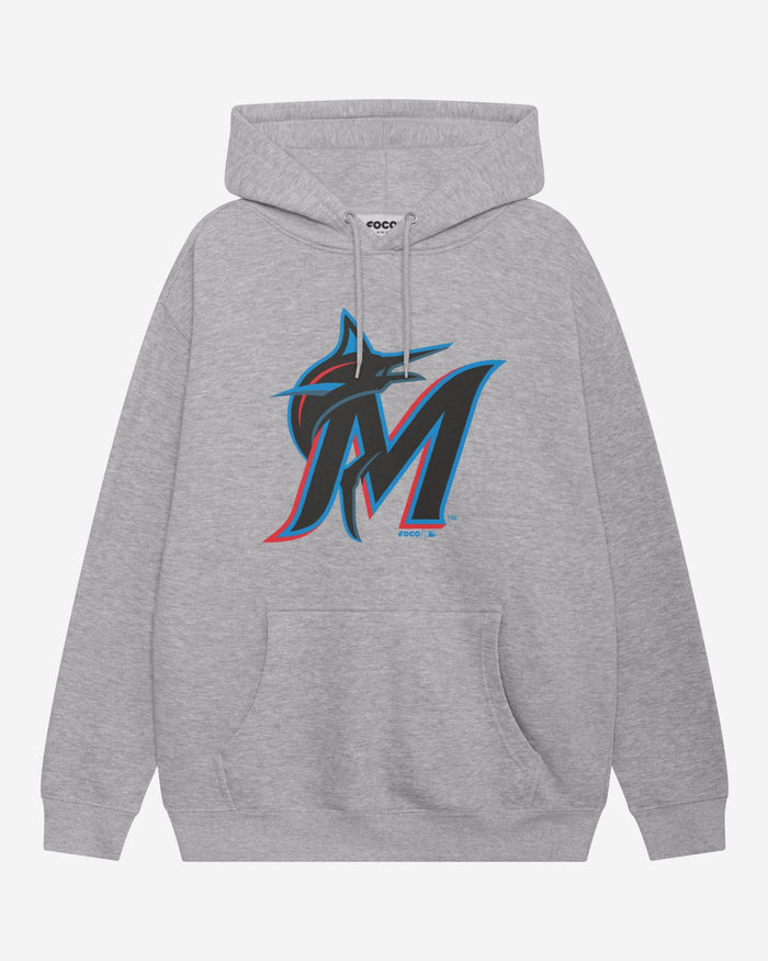 Miami Marlins Primary Logo Hoodie FOCO Athletic Heather S - FOCO.com