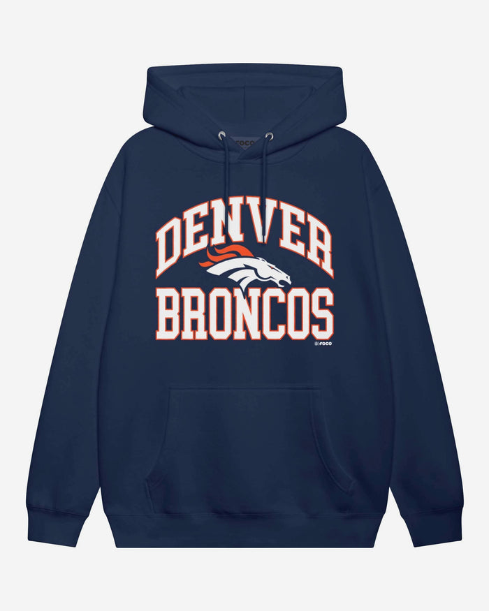 Denver Broncos Arched Wordmark Hoodie FOCO Athletic Heather S - FOCO.com