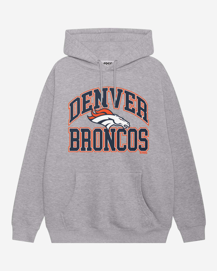 Denver Broncos Arched Wordmark Hoodie FOCO Athletic Heather S - FOCO.com