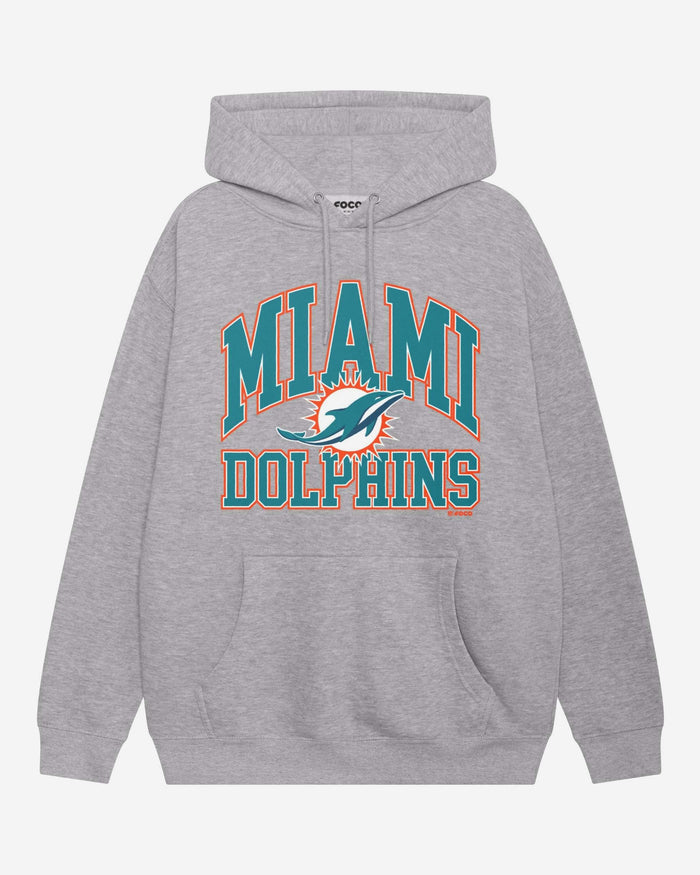 Miami Dolphins Arched Wordmark Hoodie FOCO Athletic Heather S - FOCO.com