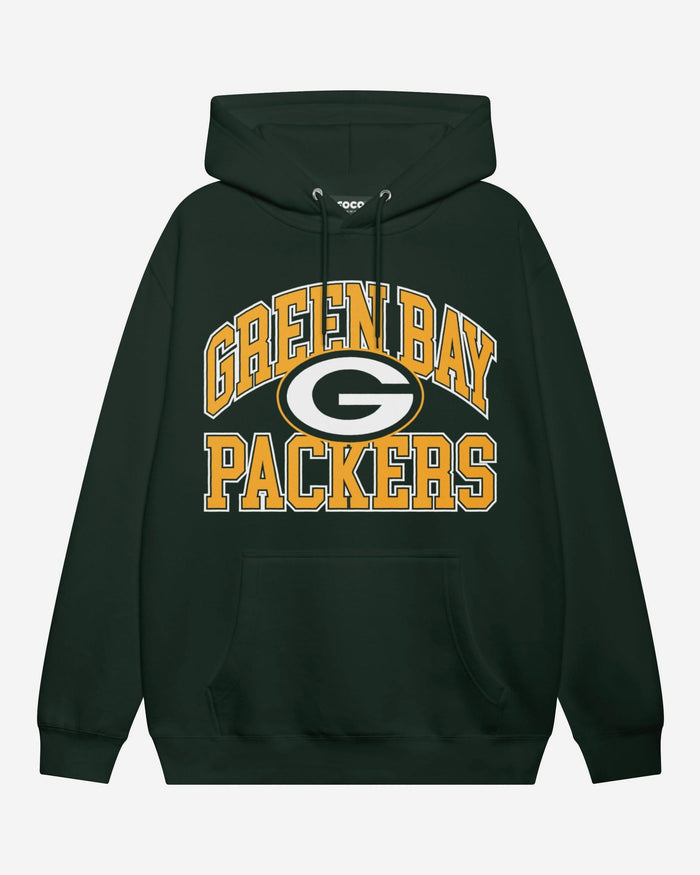 Green Bay Packers Arched Wordmark Hoodie FOCO Sports Green S - FOCO.com