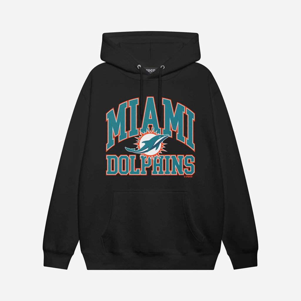 Miami Dolphins Arched Wordmark Hoodie FOCO Athletic Heather S - FOCO.com