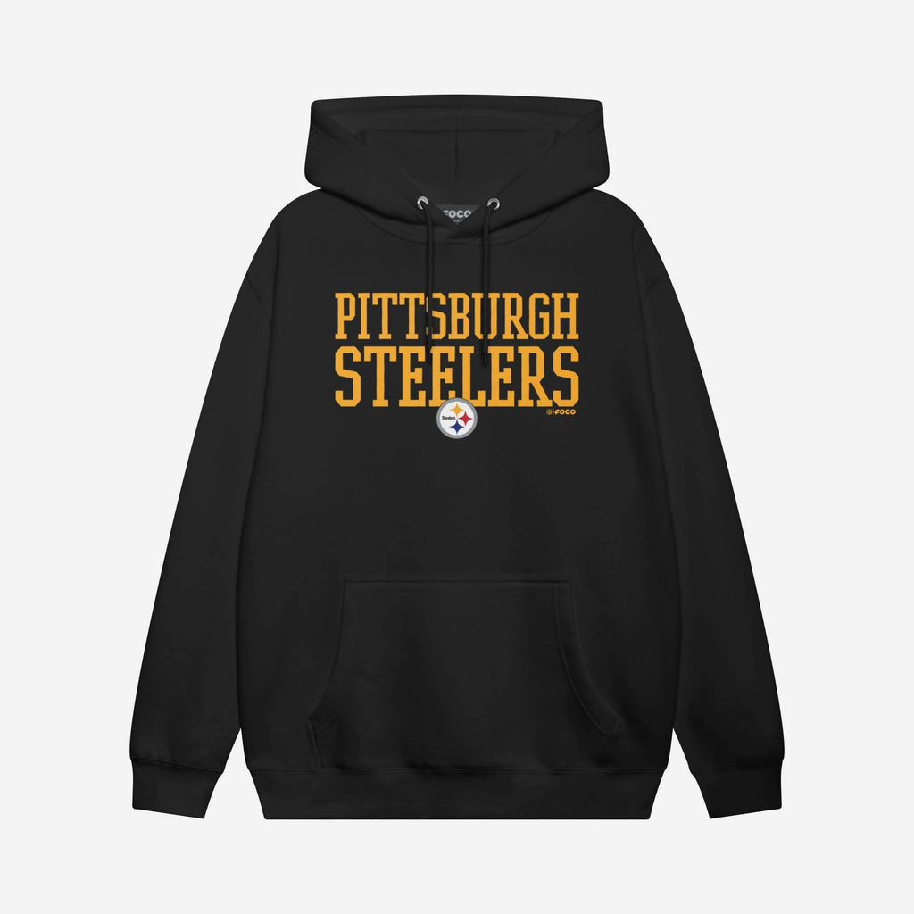 Pittsburgh Steelers Bold Wordmark Hoodie FOCO Athletic Heather S - FOCO.com