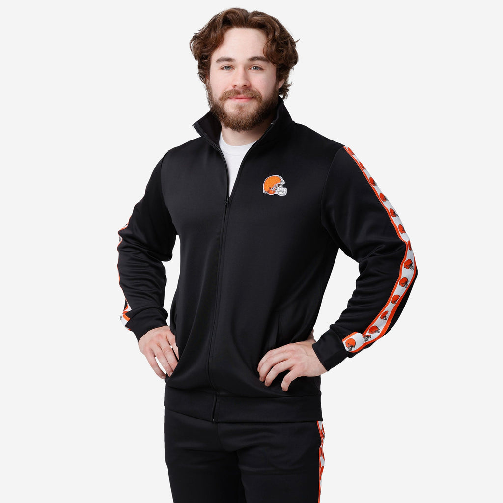 Cleveland Browns Stripe Logo Track Jacket FOCO S - FOCO.com