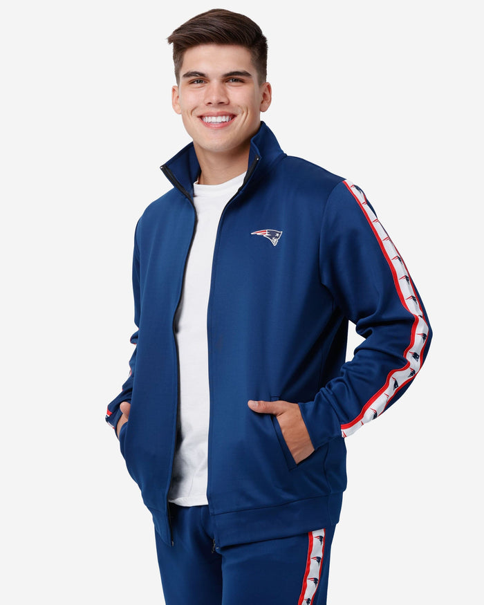 New England Patriots Stripe Logo Track Jacket FOCO - FOCO.com