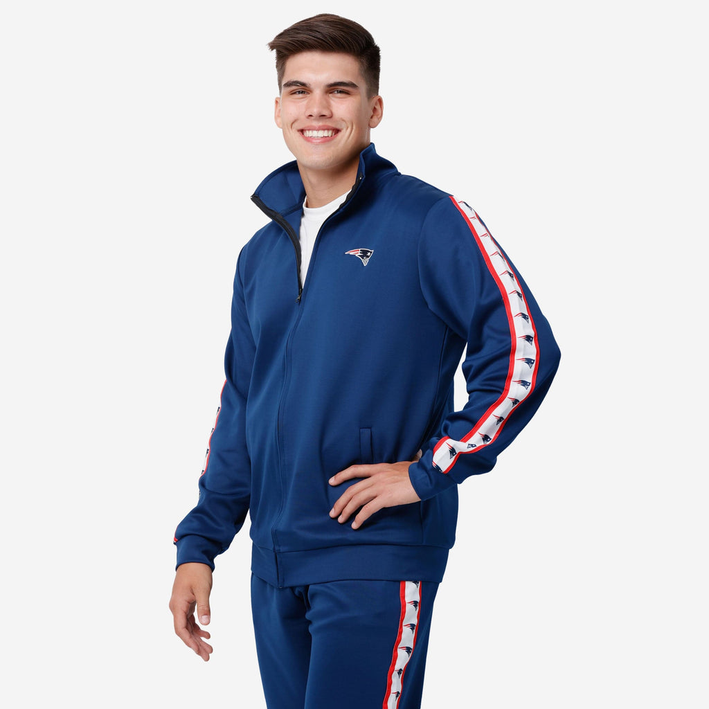 New England Patriots Stripe Logo Track Jacket FOCO S - FOCO.com