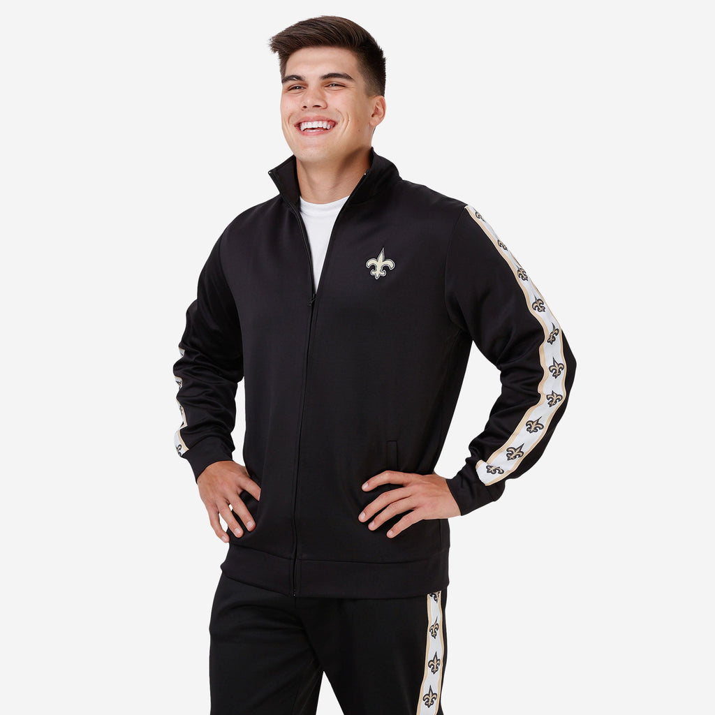 New Orleans Saints Stripe Logo Track Jacket FOCO S - FOCO.com