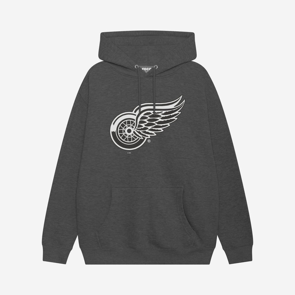 Detroit Red Wings Black & White Primary Logo Hoodie FOCO S - FOCO.com