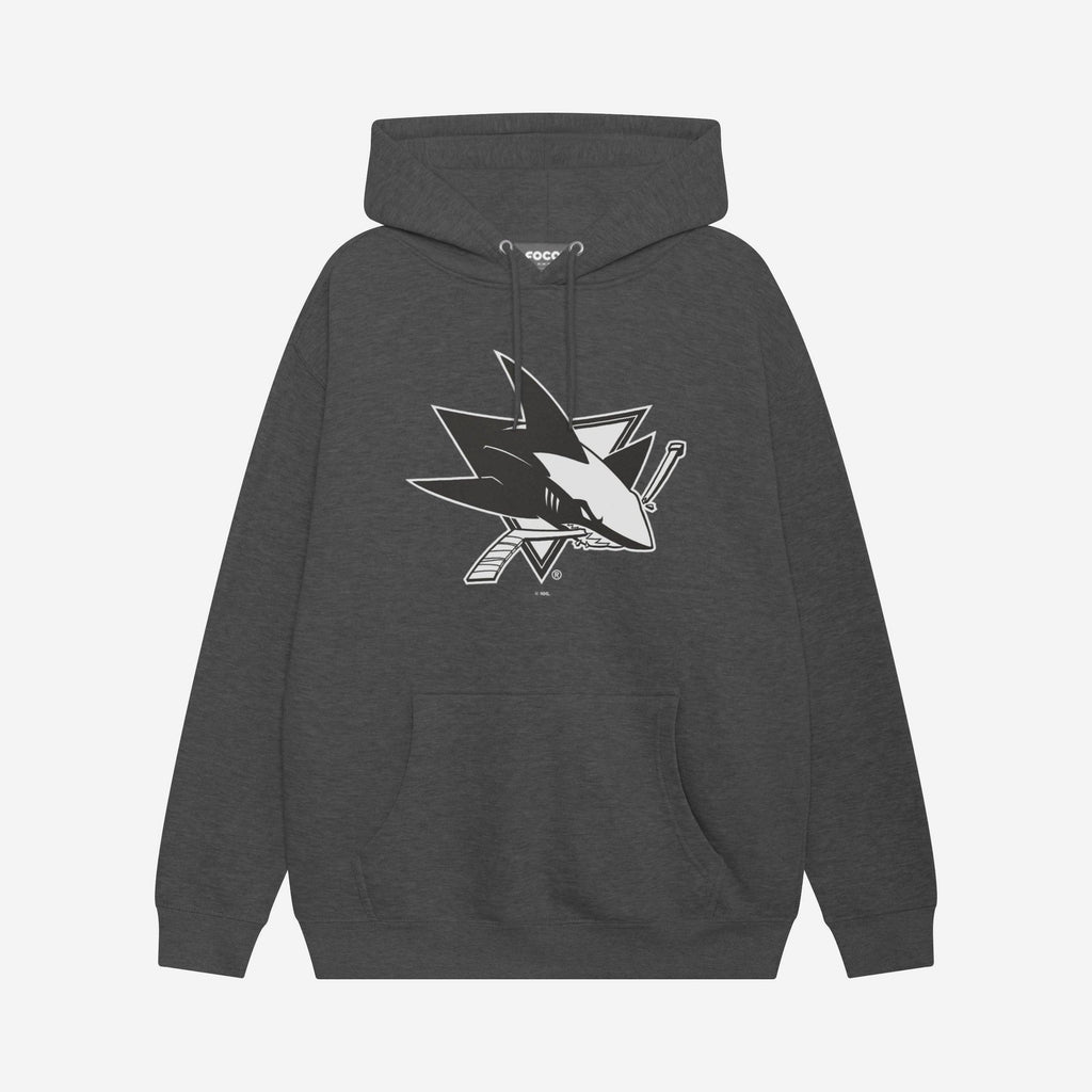 San Jose Sharks Black & White Primary Logo Hoodie FOCO S - FOCO.com