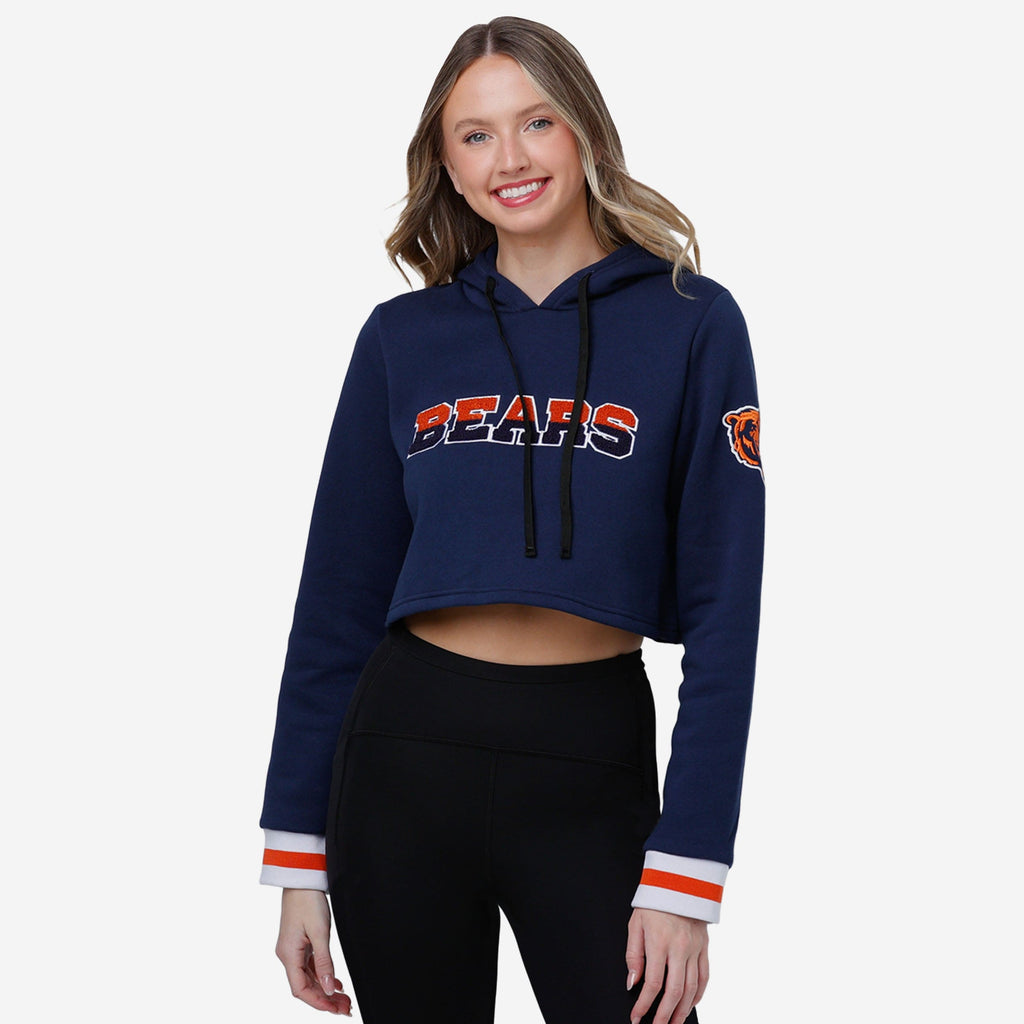 Chicago Bears Womens Cropped Chenille Hoodie FOCO S - FOCO.com