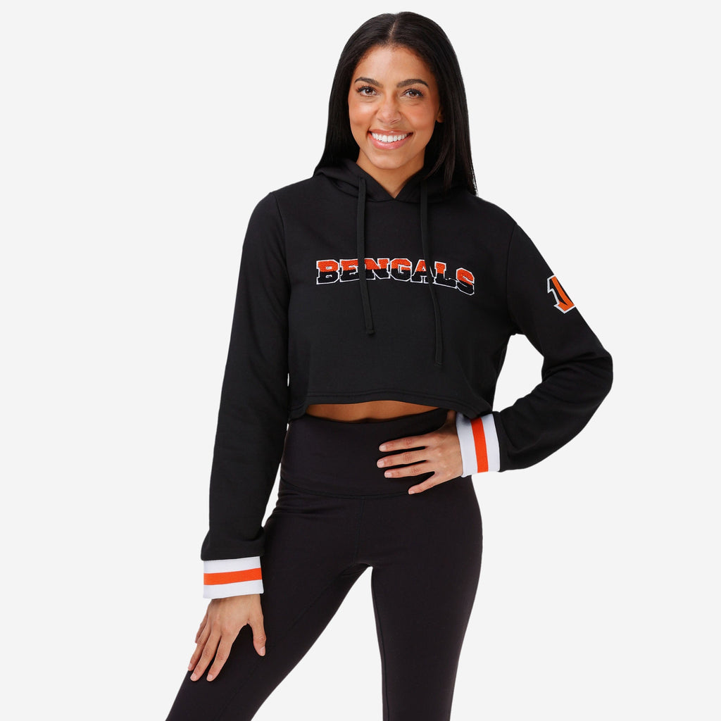 Cincinnati Bengals Womens Cropped Chenille Hoodie FOCO S - FOCO.com