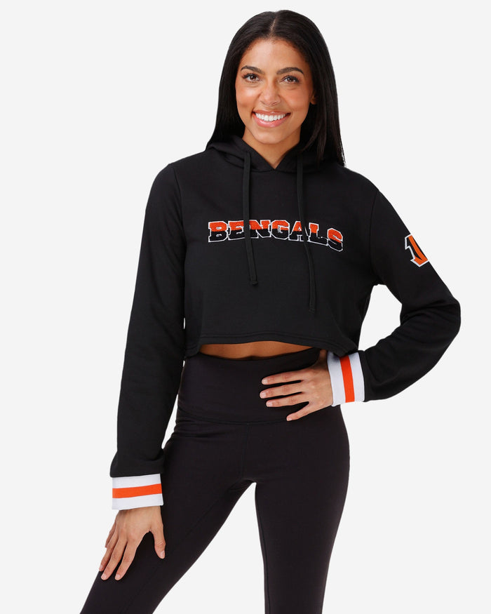 Cincinnati Bengals Womens Cropped Chenille Hoodie FOCO S - FOCO.com