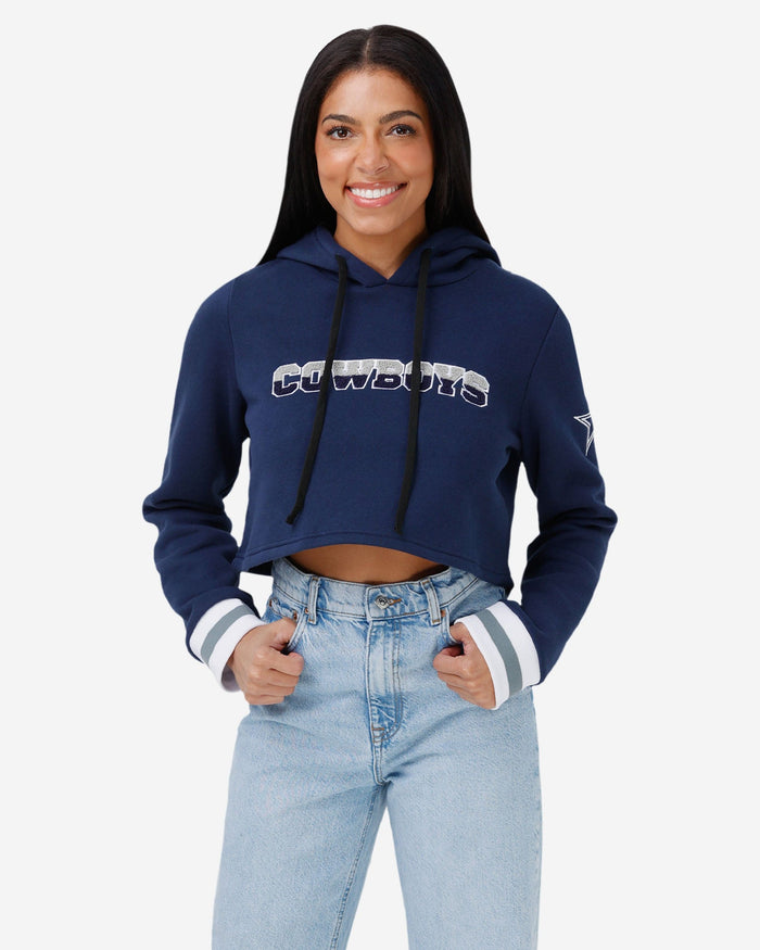 Dallas Cowboys Womens Cropped Chenille Hoodie FOCO S - FOCO.com