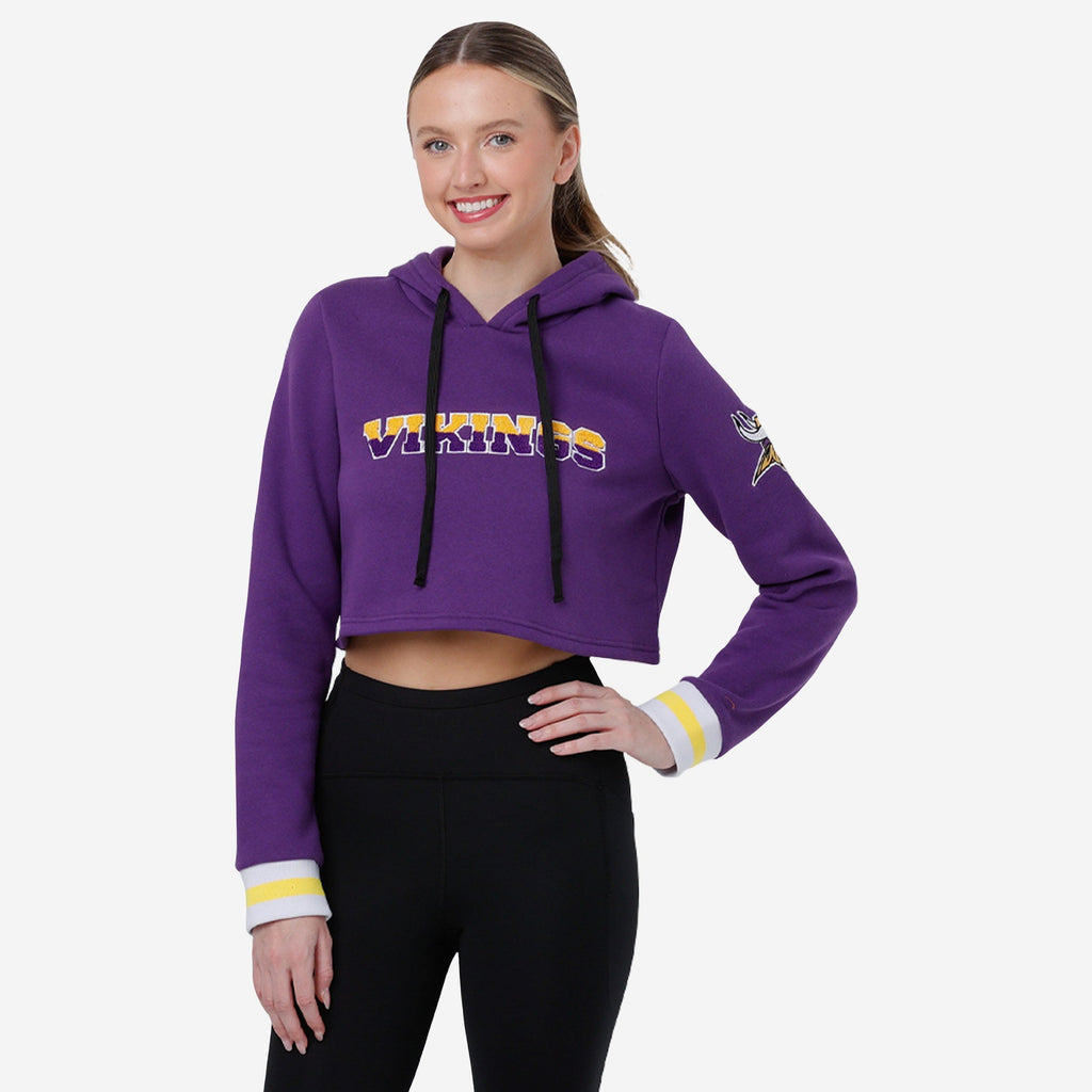 Minnesota Vikings Womens Cropped Chenille Hoodie FOCO S - FOCO.com