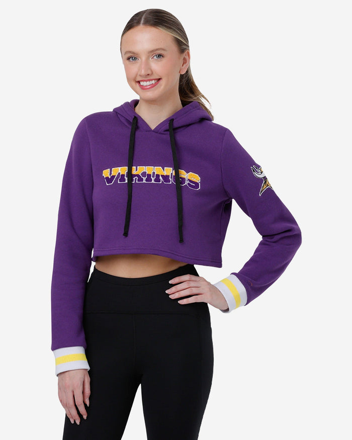 Minnesota Vikings Womens Cropped Chenille Hoodie FOCO S - FOCO.com