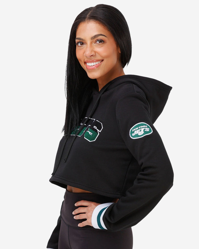 New York Jets Womens Cropped Chenille Hoodie FOCO - FOCO.com