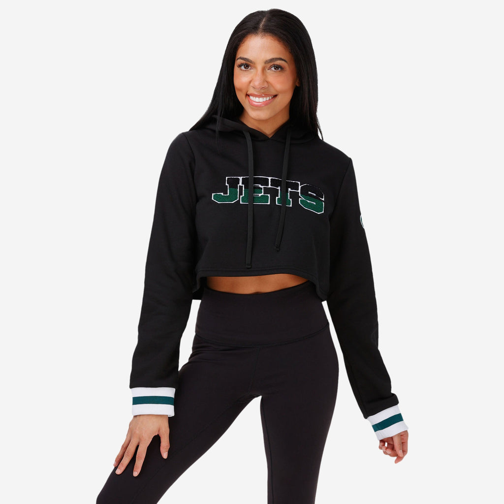 New York Jets Womens Cropped Chenille Hoodie FOCO S - FOCO.com