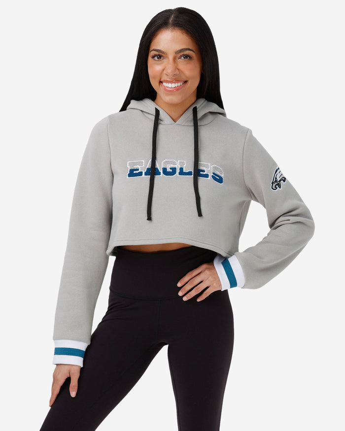 Philadelphia Eagles Womens Cropped Chenille Hoodie FOCO S - FOCO.com