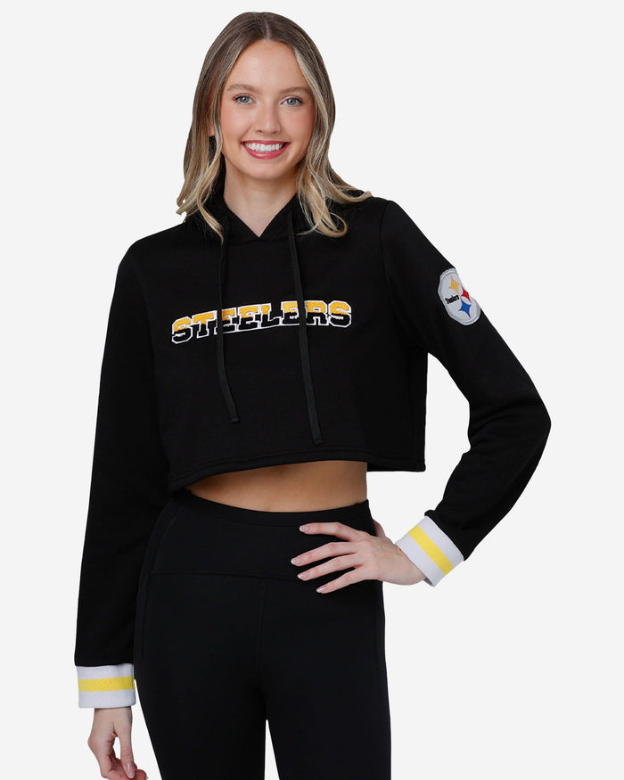 Pittsburgh Steelers Womens Cropped Chenille Hoodie FOCO S - FOCO.com