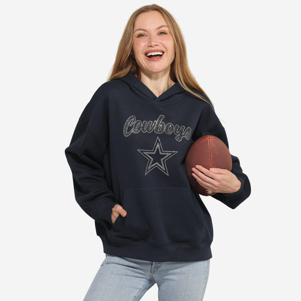 Dallas Cowboys Womens Rhinestone Logo Oversized Hoodie FOCO S - FOCO.com