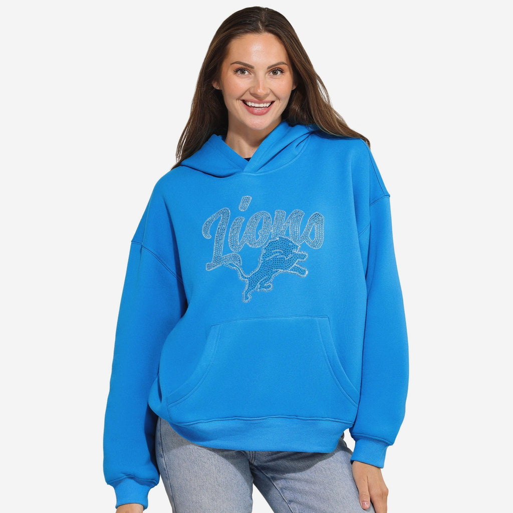 Detroit Lions Womens Rhinestone Logo Oversized Hoodie FOCO S - FOCO.com