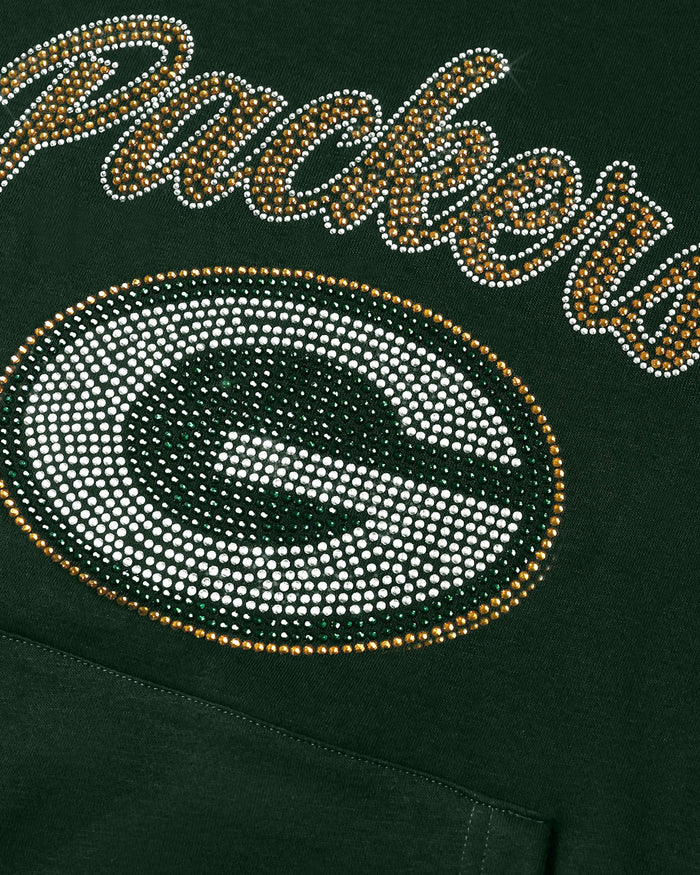 Green Bay Packers Womens Rhinestone Logo Oversized Hoodie FOCO S - FOCO.com