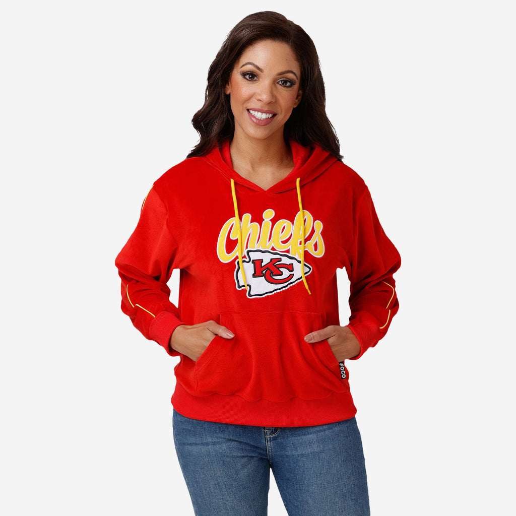 Kansas City Chiefs Womens Velour Hooded Sweatshirt FOCO S - FOCO.com