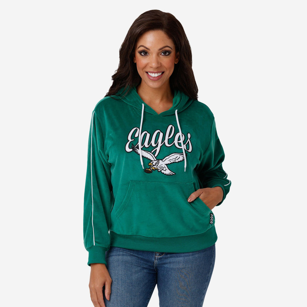 Philadelphia Eagles Womens Kelly Green Velour Hooded Sweatshirt FOCO S - FOCO.com