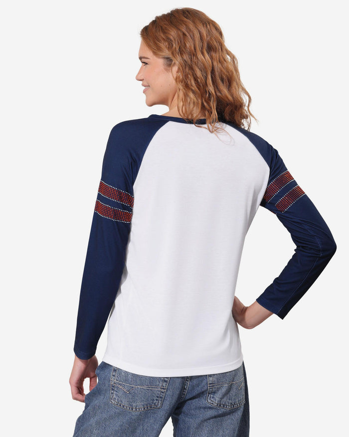Chicago Bears Rhinestone Long Sleeve Henley FOCO S - FOCO.com