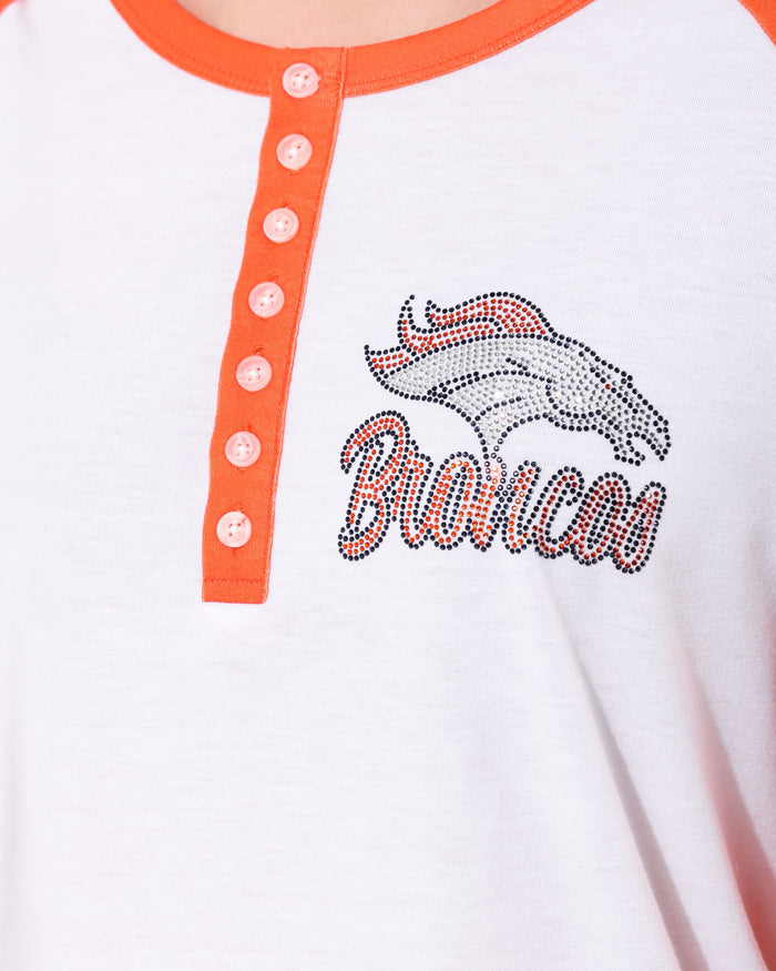Denver Broncos Rhinestone Long Sleeve Henley FOCO S - FOCO.com